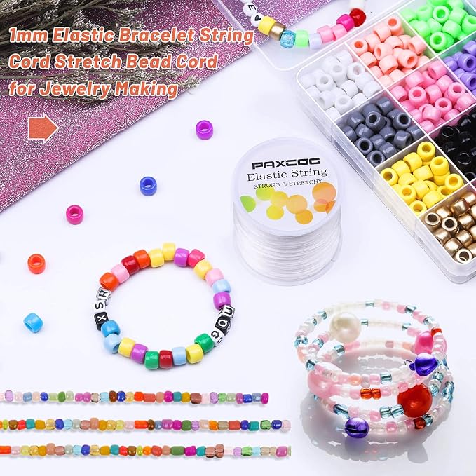 Paxcoo Elastic Bracelet String Cord Stretch Bead Cord for Jewelry Making and Bracelets Making