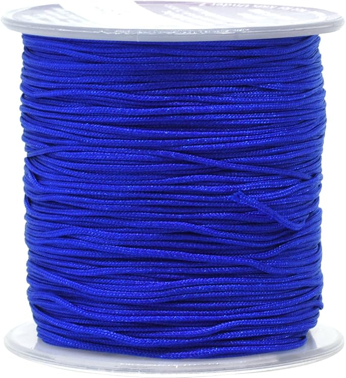 Mandala Crafts 1mm Royal Blue Rattail Nylon Satin Cord for Jewelry Making