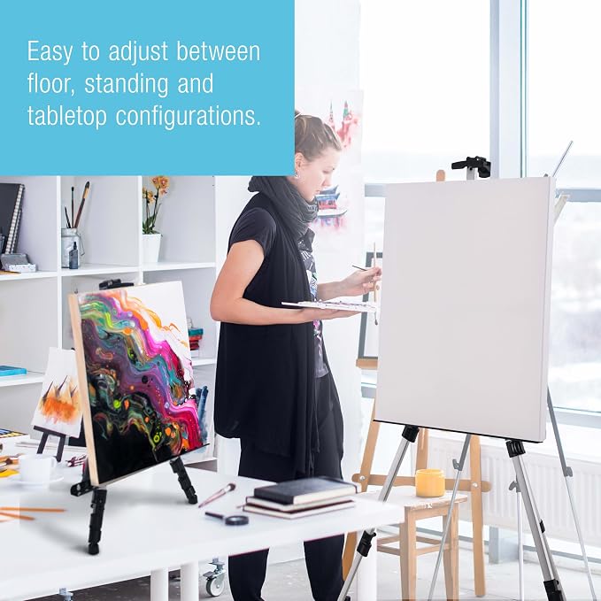U.S. Art Supply 66" Silver Metal Tripod Easel Display