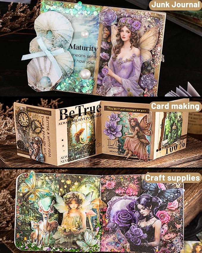 Aromoty 4 Set 200 Pcs Gothic Washi Stickers Book Kit Junk Journal Supplies