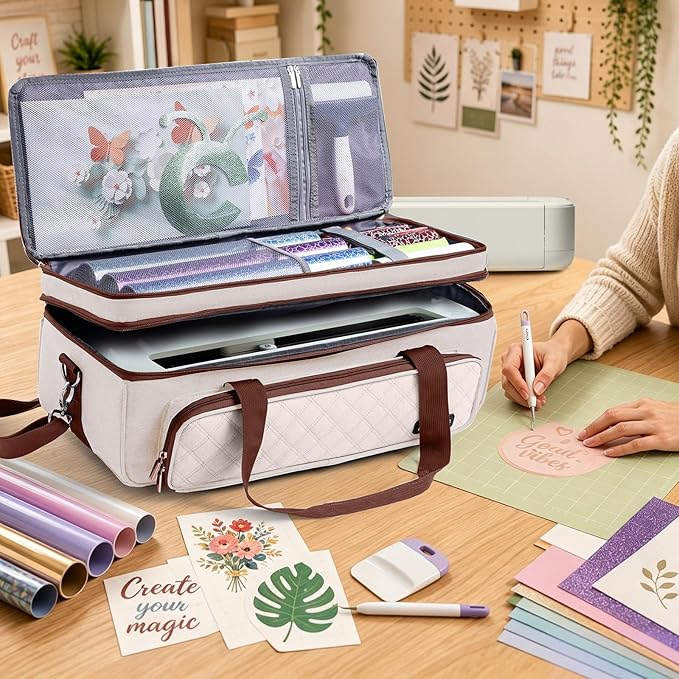 Double Layer Carrying Case with Cutting Mat Pocket & Accessories Storage