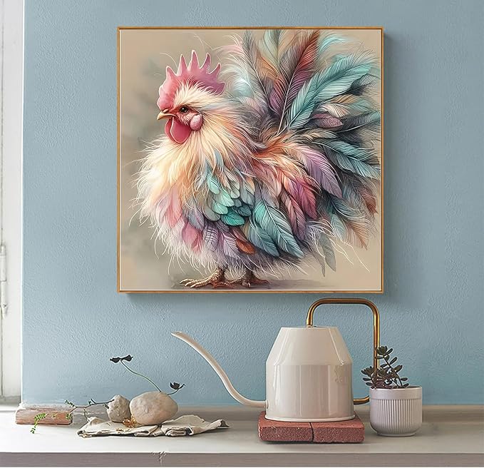 Acelii Colorful Rooster 5D Diamond Painting Kits for Adults Beginners | DIY Full Round Drill Diamond Art Kits,Paint by Diamonds Dots Gem Art Crystal Easy,Home Wall Decor 13.78X13.78 Inch
