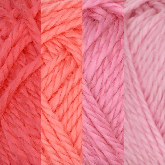JubileeYarn Amigurumi Select Yarn - DK Acrylic - Shades of Pink - 4 Skeins