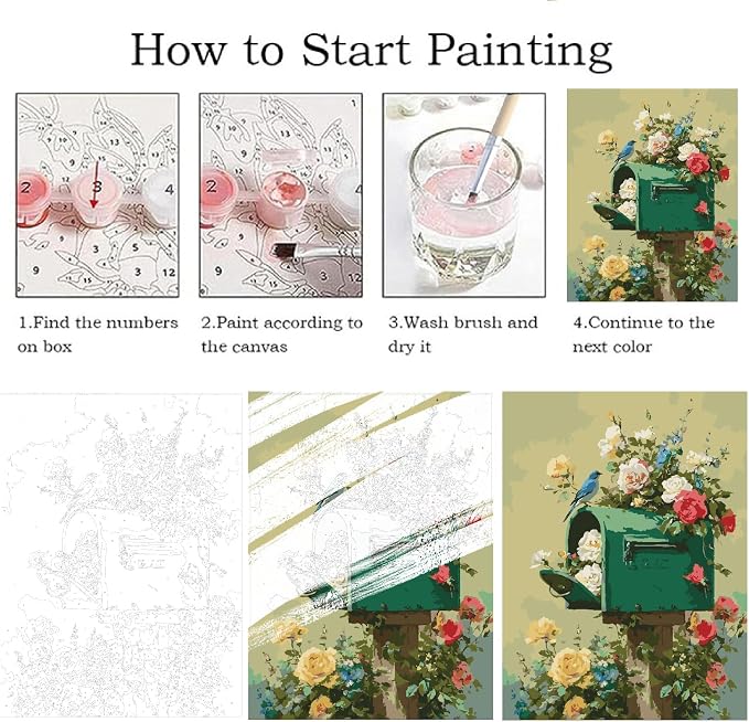 ZRIZQ Paint by Numbers Kit for Adults Beginner,Flowers Mail,16x20