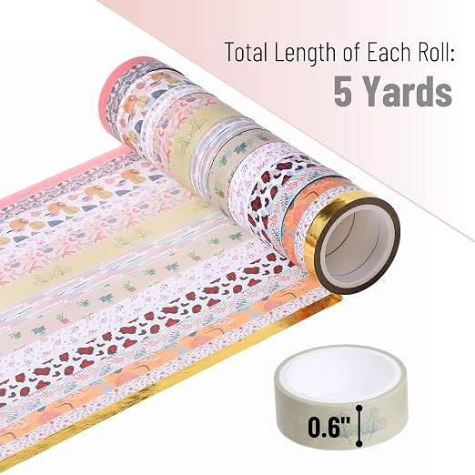 Mr. Pen- Washi Tape Set, 15 Rolls, Assorted Sizes, 5 Yards/Roll | Washi Tape for Scrapbook, Arts, Crafts, Journals and Planners, Woodland Whisper