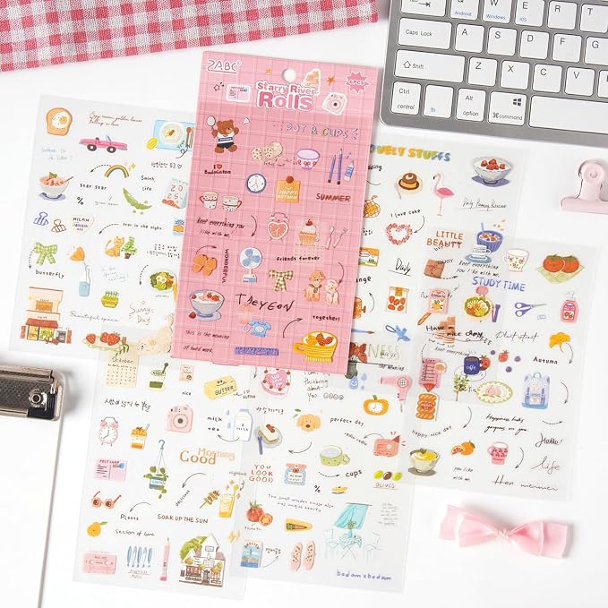 680 Pcs Daily Planner Stickers for Scrapbooking Diary Bullet Journal Notebook Card Making Water Bottle, 24 Sheets Hand-Drawn Monthly Weekly Daily Journal Stickers for Adults and Teens