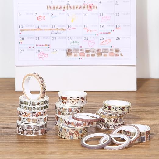 Mr. Pen- Washi Tape Set, 21 Rolls, Assorted Sizes, 5 Yards/Roll | Washi Tape for Scrapbook, Arts, Crafts, Journals and Planners, Nostalgic Theme