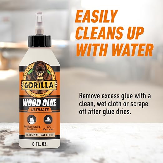 Gorilla Ultimate Waterproof Wood Glue, Natural Color, 8 oz