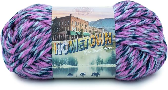Lion Brand Yarn Hometown Yarn, Super-Bulky Yarn for Knitting, Crocheting, and Crafting, 1 Pack, Jacksonville Taffy | Super Bulky Acrylic Fiber for Warm Crochet Blankets, Knit Winter Hats, Chunky Cardigans, Soft Scarves, Weaving