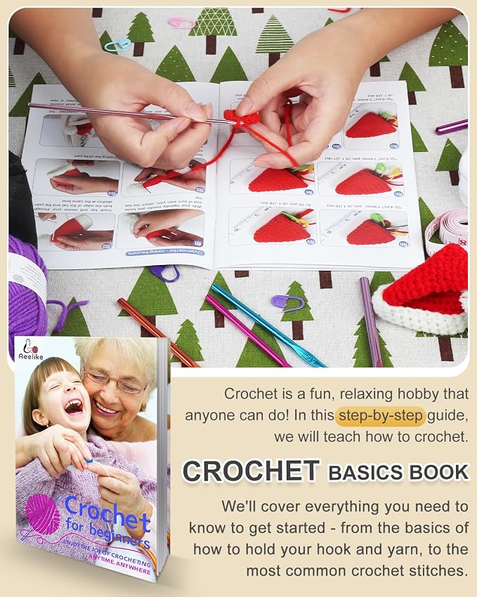 Aeelike Crochet Kits for Beginners Adults Kid, Complete Crochet Set, Pink | Crochet Kit for Beginners Young and Old, All-inclusive Kit with Crochet Hooks 655 Yards Yarn Instruction Knit Bag, Ideal Gift