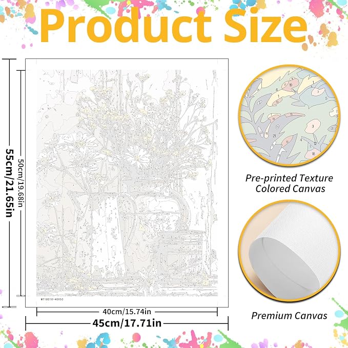 Daisy Paint by Numbers Kit for Adults, 16x20 inch | DIY Painting Kits Crafts for Adults, Relieve Stress, Gift, Home Wall Decor