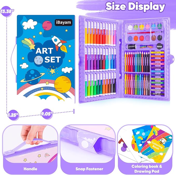 iBayam 149-Pack Drawing Kit Cute School Preppy Stuff Art Supplies, Ages 4+ | Coloring Painting Art Set Gifts Box for Kids & Teens, with Drawing Pad, Coloring Book, Travel Activity Set Ages 4-14 Year Old