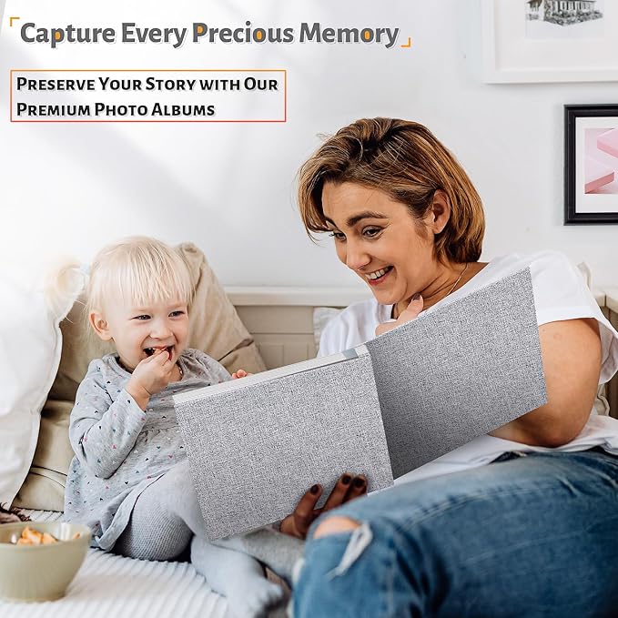 Artfeel Photo Album Self Adhesive Scrapbook,60 Pages Large Photo Book for 4x6,5x7,8x10 Pictures,DIY Album for Baby Wedding Family Travel Birthday,with Metallic Pen and Scraper