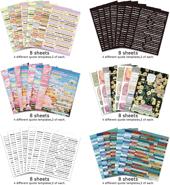 PRSTINCOL 2346PCS Quote Stickers,48 Sheets Scrapbook Supplies Kit Word Stickers for Journaling, Card Making, Vision Board Supplies for Adults Crafting