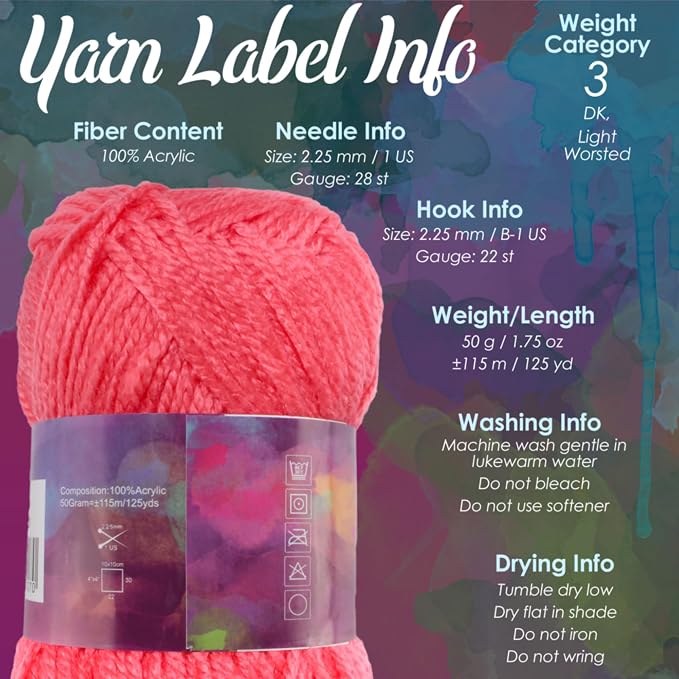 JubileeYarn Amigurumi Select Yarn - DK Acrylic - Shades of Pink - 4 Skeins