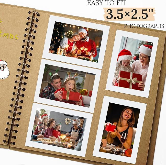 Scrapbook Photo Album 8"x8" 20 Sheets 40 Pages Hardcover Kraft Paper Khaki