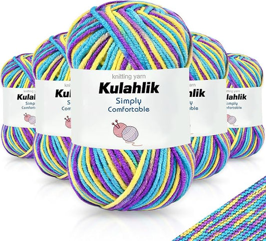 250g(5x50g) Acrylic Yarn for Crochet/Knitting, Colorful Gradient Yarn Thread, 5 Rolls Skeins, Perfect for Any Knitting Crochet and Crafts Mini Project