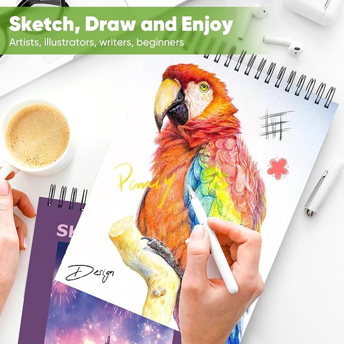 Soucolor 9"x12" Sketch Book for Women,Purple Girls Sketchbook | Fine-Textured|100 Sheets (68lb/100gsm) Drawing Paper| Art School Supplies for Kids,Beginners, and Adults