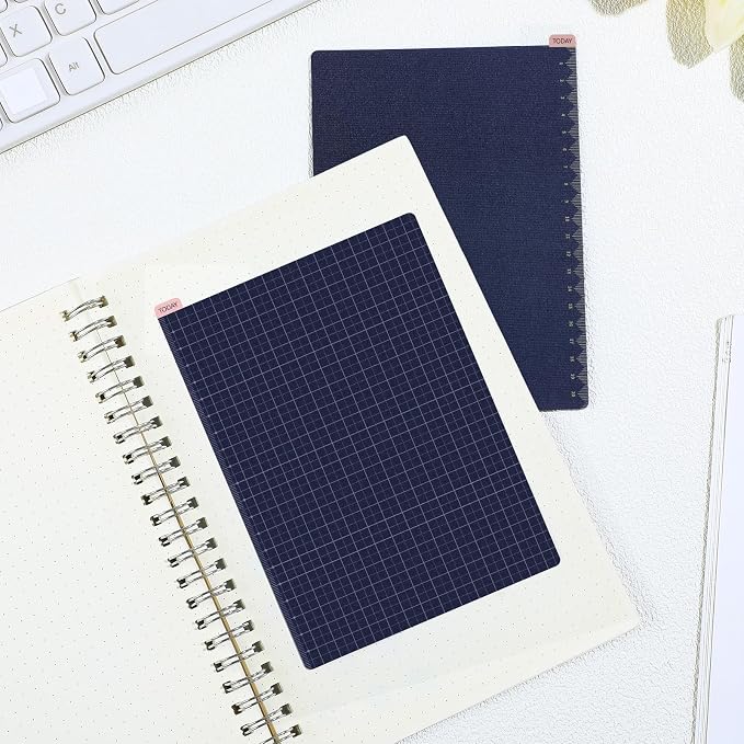 Thenshop 5 Pack A5 Navy Pencil Board Reusable Notebook Accessory, Flexibility Layout Grids Sturdy Cardboard with Ruler Scale