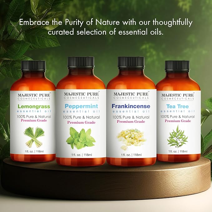 Majestic Pure Tea Tree Essential Oil for Diffuser - 1 Fl Oz | 100% Natural Essentials Oils for Aromatherapy, Massage, Steam inhalation, Air Freshing, Soap and Candle Making