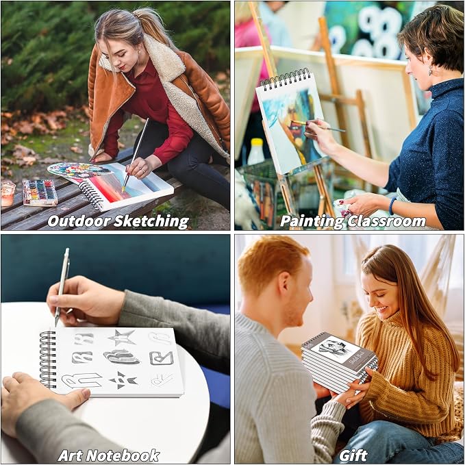 4 Pcs Sketch Books Bulk 11 x 14 in 160 Sheets Top Spiral Bound Sketch Pad Drawing Paper 40 Sheets Each Acid Free Mixed Media Sketchbook 68lb/100gsm Art Supplies for Beginner Artist