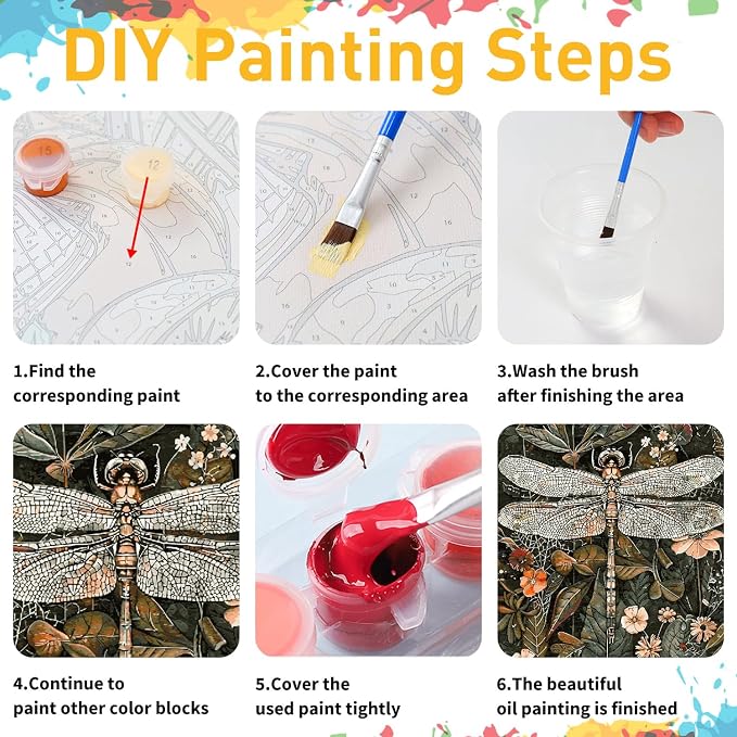 Dragonfly Paint by Numbers Kit for Adults, 16x20 inch | DIY Painting Kits Crafts for Adults, Relieve Stress, Gift, Home Wall Decor