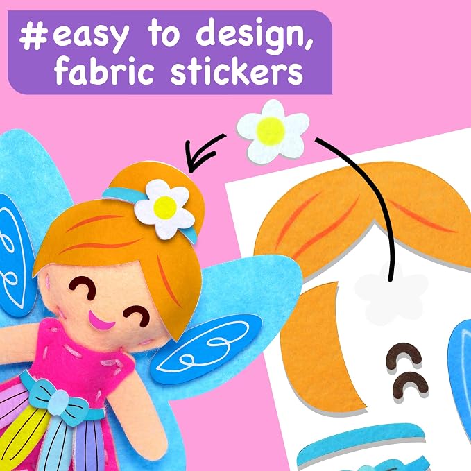 EZCRA Fairy Sewing Kit for Kids Ages 4-8 - 4 Beginner Projects