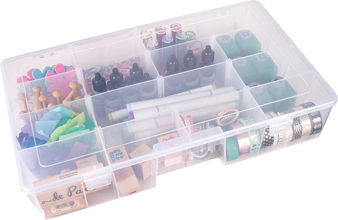 ArtBin 6980AG XL Solutions Box with Dividers, Art & Craft Organizer, [1] Plastic Storage Case, Clear
