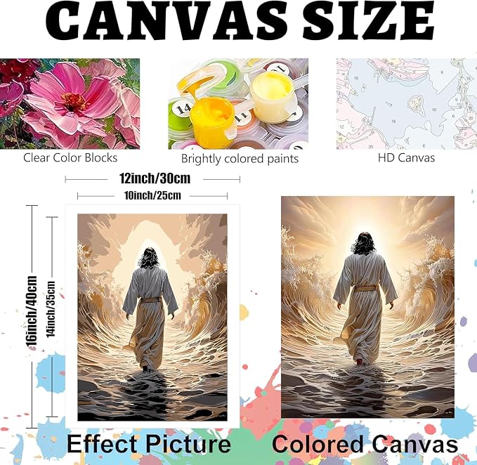BAWKENTON Jesus Paint by Numbers kit for Adults and Kids