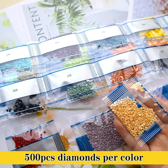 15000 Pieces 30 Color Diamond Art Painting Beads,Flat Bottom Round Resin Rhinestones for Diamond Art Painting Accessories, Round Drills for 5D Diamond Art DIY Craft