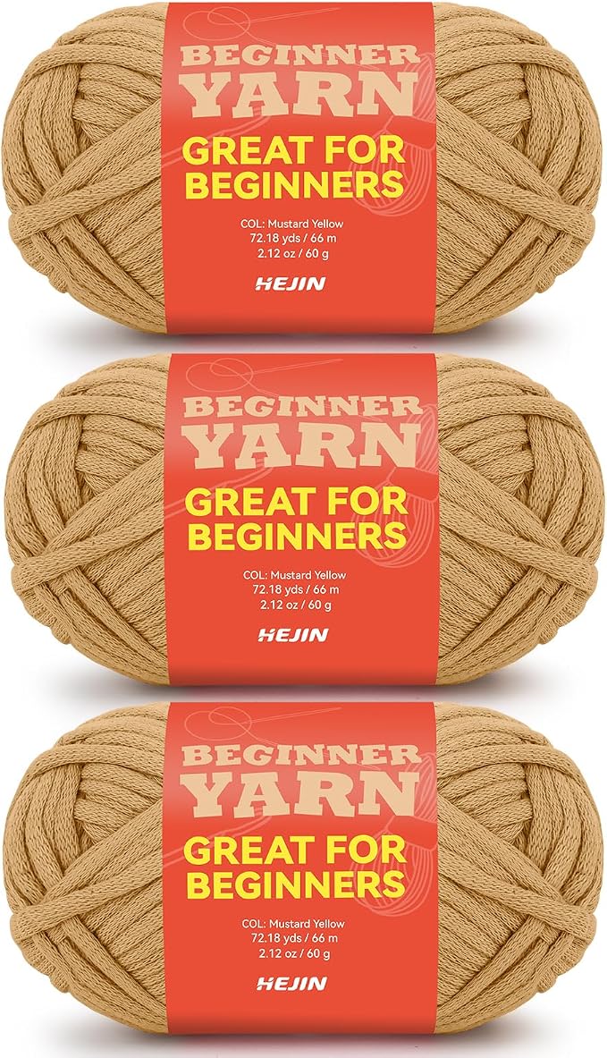 3x60g Cinnamon Apricot Yarn for Crocheting and Knitting;3x66m (72yds) Cotton Yarn for Beginners with Easy-to-See Stitches;Worsted-Weight Medium #4;Cotton-Nylon Blend Yarn for Beginners Crochet Kit