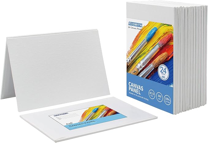 FIXSMITH Canvas Boards for Painting 4x6 Inch, Super Value 48 Pack Mini Canvases, White Blank Canvas Panels, 100% Cotton Primed, Painting Art Supplies