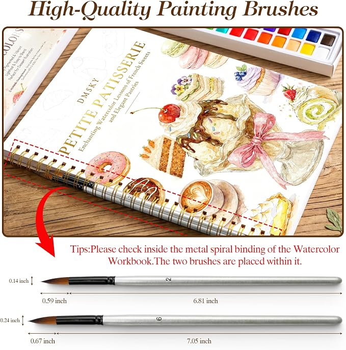 Watercolor Workbook for Beginners,18 Baking Water Coloring Book,Relaxing & Easy to Paint Water Coloring Book with 24 Colors-Perfect for Gifting to Creativity & Joy for Adults