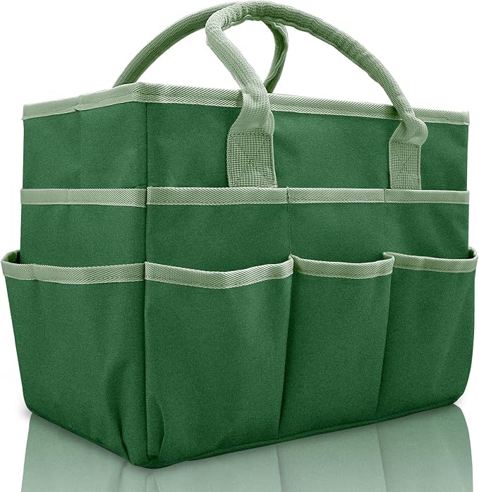 Cupohus Craft Organizer Bag, Green Art Supply Tote with Multiple Pockets