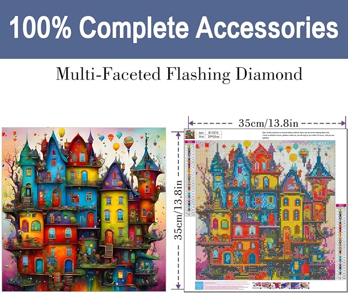 ijbnhd Diamond Painting Kits for Adults House 14x14inch