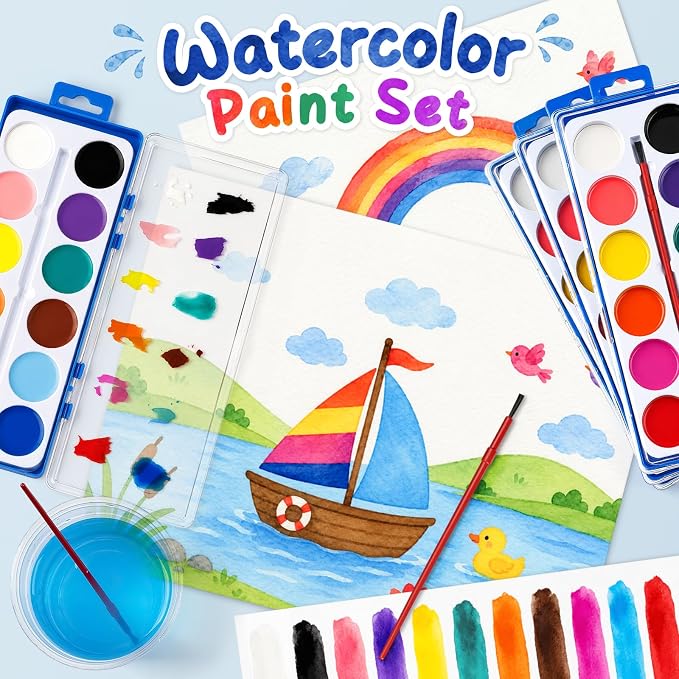 36 Pack Watercolor Paint Set, 12 Colors Washable Watercolor Paint Bulk