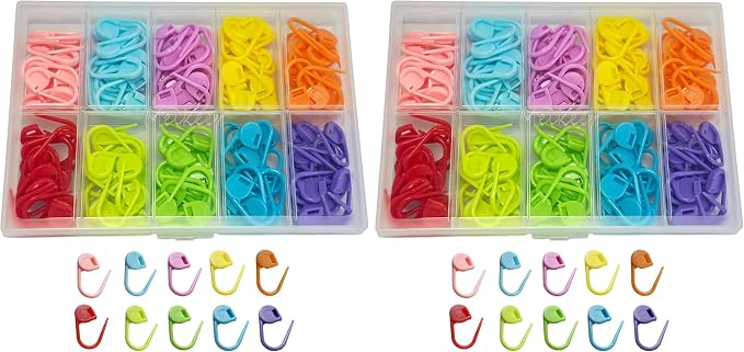 Meikeer 150PCS Stitch Markers for Knitting & Crochet, 10 Colors (Pack of 2) | Smooth Snag-Free Plastic Locking Clips for Knitting, Crochet, Sewing & DIY, Home & Travel, Beginners & Adults, 0.86x0.4in