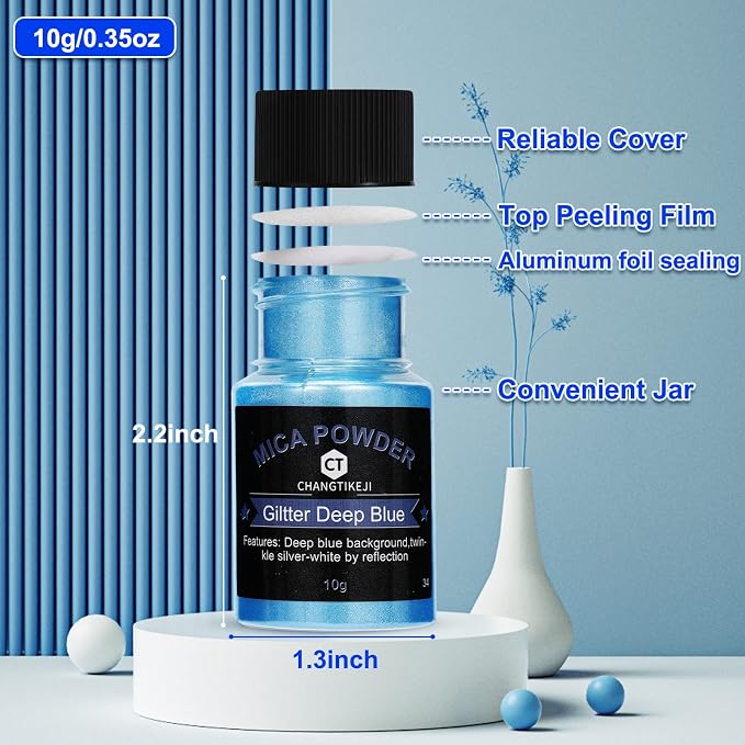 CHANGTIKEJI Mica Powder, 100 Colors - 10g/Bottle of Natural Pigment Powder