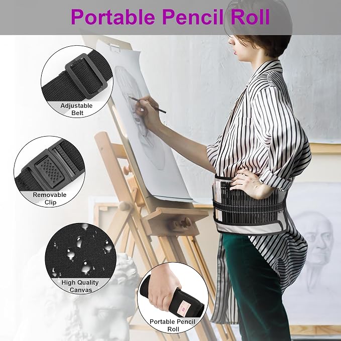 HIFORNY 60 Pcs Drawing Kit Sketching Pencil Set,Sketch Pencils Art Supplies with 3-Color Sketchbook,Graphite,Charcoal,Drawing Pencils for Adults Artists