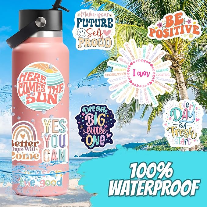 200PCS Affirmation Stickers by Puraesla, Holographic Motivational Sticker Pack, Positive Journal Encouraging Shiny Quotes for Kids, Teachers, Classroom, Waterproof Scrapbook Supplies (200)