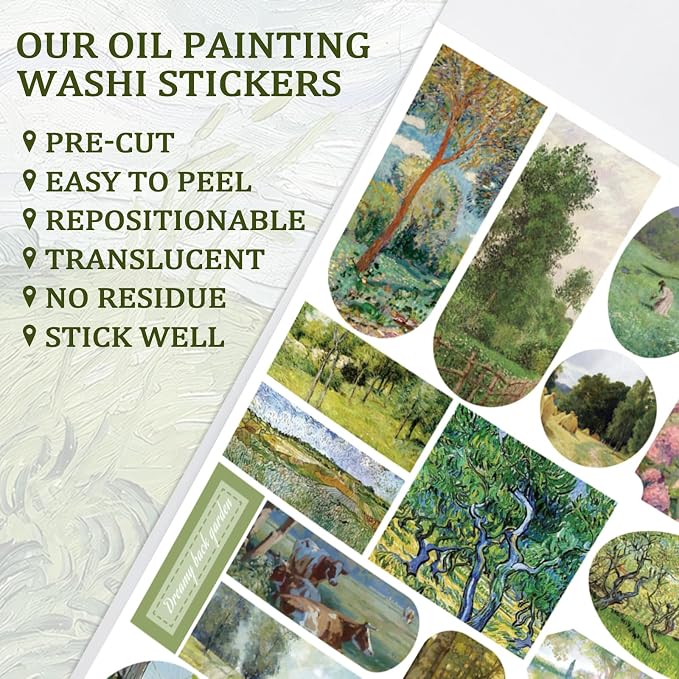PRSTINCOL Oil Painting Sticker Book, 52 Sheets 500+ Scrapbook Stickers, Vintage Oil Painting Aesthetics Stickers for Adults and Teens, Junk Journal Supplies for Scrapbooking Journaling DIY