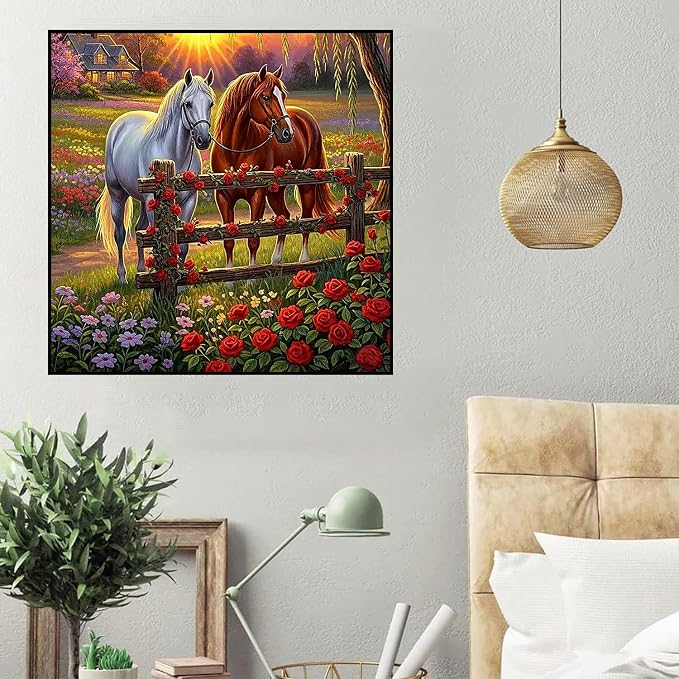 HHMATITS Horse Diamond Art Kits for Adults, Diamond Painting 14X14IN