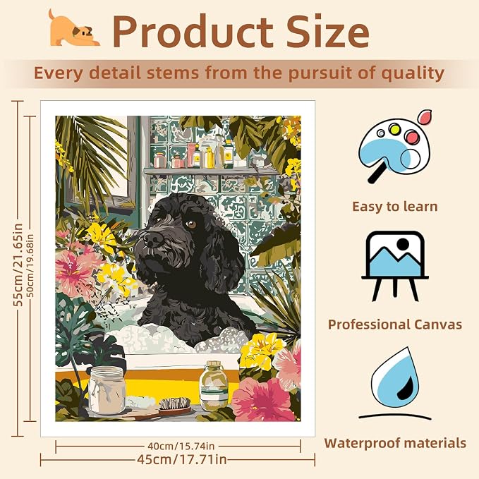 Reivworl Dog Paint by Numbers Kit for Adults Beginner 16×20 inch