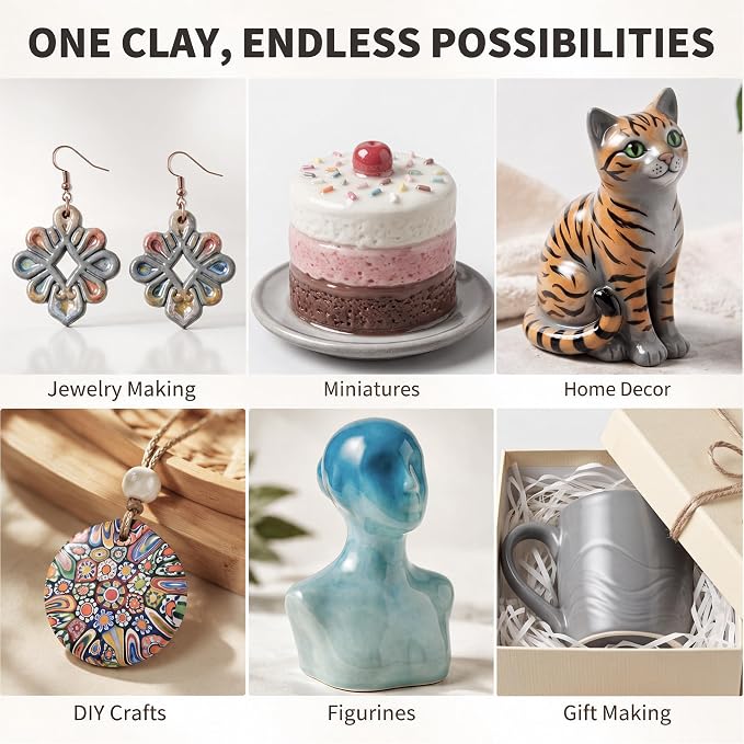 Polymer Clay 3.3lbs - Oven Bake Clay for Jewelry, Crafts & Sculpting, Gray
