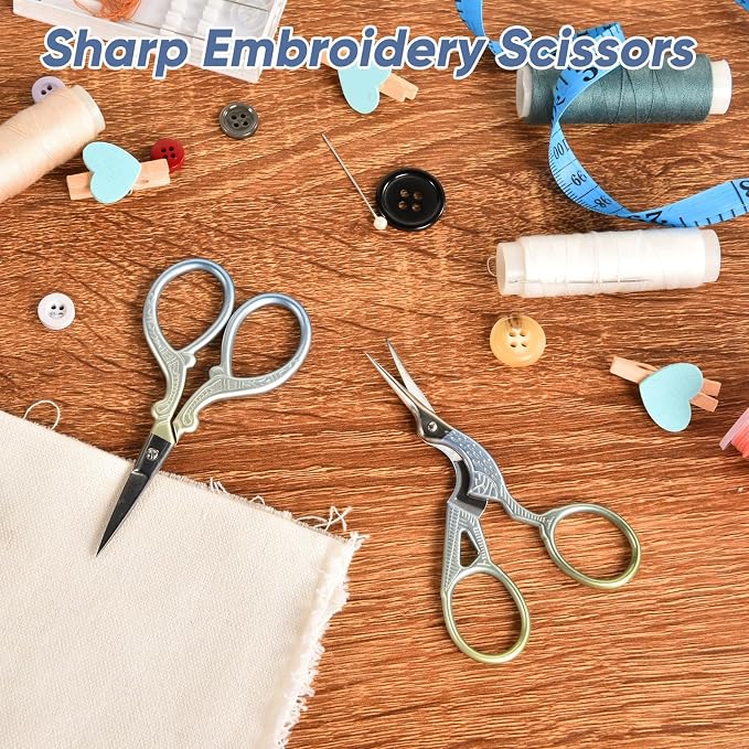 AQUEENLY Embroidery Scissors 2 Pcs Small Sewing Scissors Sharp Stainless Steel 3.6 Inches for Artwork, Threading, Needlework, Crochet
