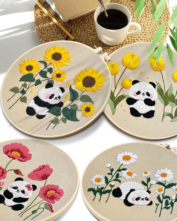 TINDTOP Embroidery Kit for Adult, Panda Embroidery Practice Kits