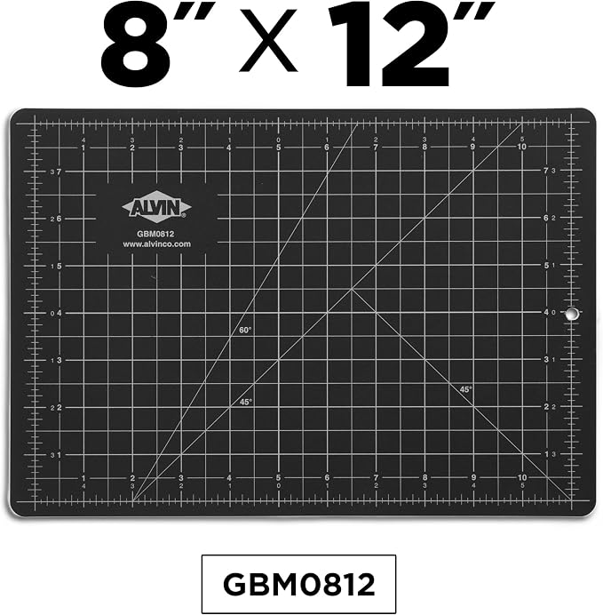 ALVIN GBM Self-Healing Cutting Mat 8.5 x 12 inch | Double-Sided Green/Black | 5-Layer Gridded Surface for Arts, Crafts and Sewing - Model GBM0812