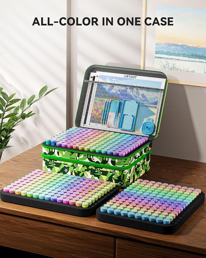 ARTDOT 420 Slots Storage Container for Diamond Painting Kits for Adults,Portable Diamond Painting Storage Box with Accessories and Tools
