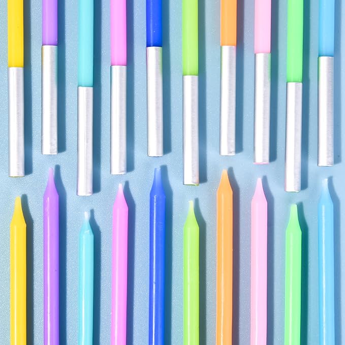 PHD CAKE 40-Count Rainbow Long Thin Birthday Candles, Cake Candles, Birthday Parties, Wedding Decorations, Party Candles