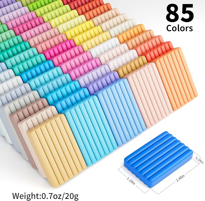 Polymer Clay 85 Colors, Modeling Clay for Kids, Oven Bake Molding Clay Kit | Easy to Shape, Non-Sticky, Sculpting Tools & Accessories Included, DIY Starter Kit, Art and Craft Gift for Kids & Adults